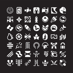 Different icon set black and white vector 