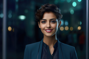 Obraz premium Closeup portrait of a confident young Indian Corporate professional woman with short hair