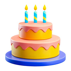 birthday cake with candles. 3d minimal icon. cartoon style