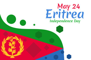 May 24, Independence Day of Eritrea vector illustration. Suitable for greeting card, poster and banner.