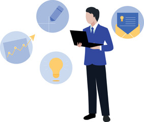 Boy working online on laptop.