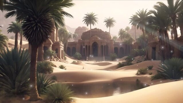 Decaying remnants of ancient architecture dotting the desert terrain, echoing the legacy of Arab civilization