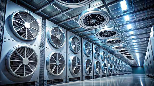 Technology close-up: airflow vents in a modern data center