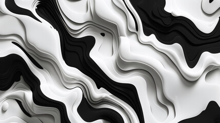 Digitally generated backdrop inspired by cow skin, using a topographic map aesthetic with elevations shown in contrasting black and white shades, suitable for modern graphic presentations.