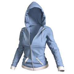 Female Hoodie Fashion Cloth isolated 3d rendered illustration