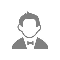 Vector flat illustration in grayscale. Avatar, user profile, person icon, profile picture. Suitable for social media profiles, icons, screensavers and as a template.