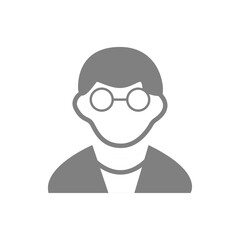 Vector flat illustration in grayscale. Avatar, user profile, person icon, profile picture. Suitable for social media profiles, icons, screensavers and as a template.