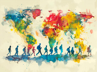 Watercolor World Youth Skills,Watercolor Vector World Map Vector On White Background