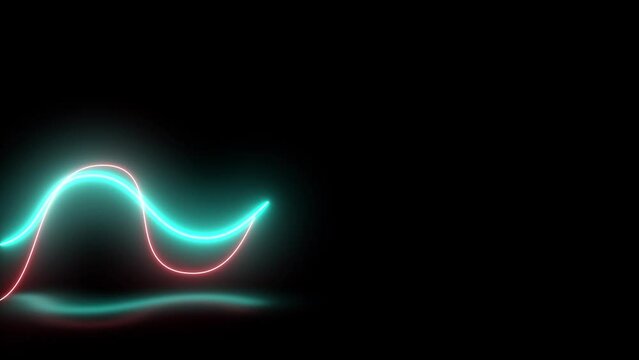 bright blue red black digital, cybertechnological, neon glowing background motion animation. smooth wave lines , sinusoids
