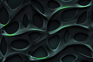 Black background with green circles, seamless pattern