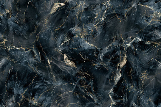 Black and gold marble background, seamless pattern