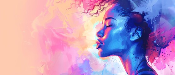 Fototapeta premium Beauty vlog flat design side view digital media theme water color Triadic Color Scheme
