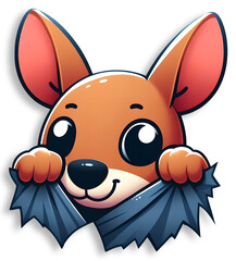 Cute Baby Kangaroo peeking from cloths