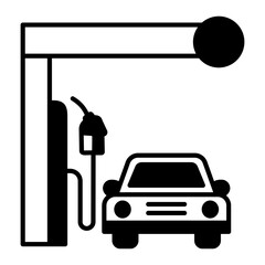 petrol refuelling Stations with Lorry Concept, gasoline pump Vector Icon Design, crude oil and natural  Liquid Gas Symbol, Petroleum  and gasoline Sign, power and energy market stock illustration