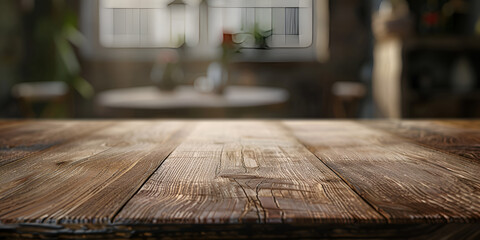 A Wooden Table with a Blurred Background