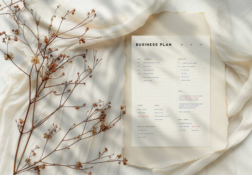 Elegant A4 Paper Document Mockup With Warm Color Boho Style and Generative ai