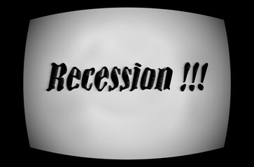 the screen of an old black and white cathode ray tube TV with the words 