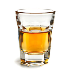 A shot of alcohol in a small glass isolated on a white background