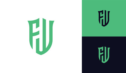 Emblem letter FW initial shield soccer football esport logo design