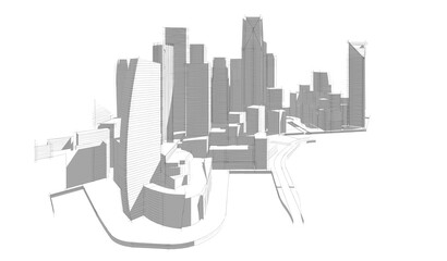 Abstract city buildings 3d rendering 3d illustration