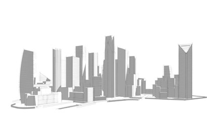 Obraz premium Abstract city buildings 3d rendering 3d illustration