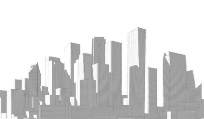 Abstract city buildings 3d rendering 3d illustration