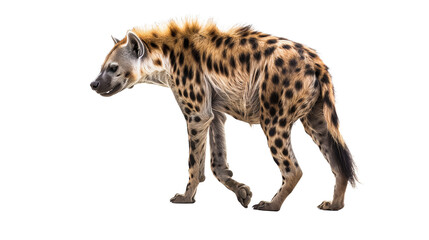 Spotted hyena stands isolated on a transparent background