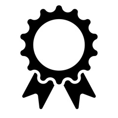 Award ribbon badge silhouette. Rosette icon. Medal symbol. Vector illustration isolated on white.