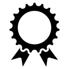 Award ribbon badge silhouette. Rosette icon. Medal symbol. Vector illustration isolated on white.