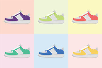 Set of sneakers vector illustration full color