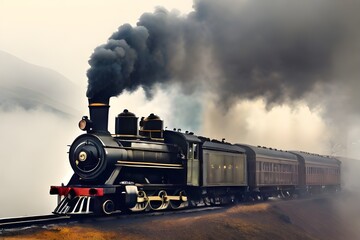 : The rhythmic percussion of a steam engine chugging along a misty mountain pass