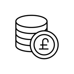 Pound coin outline icons, minimalist vector illustration ,simple transparent graphic element .Isolated on white background