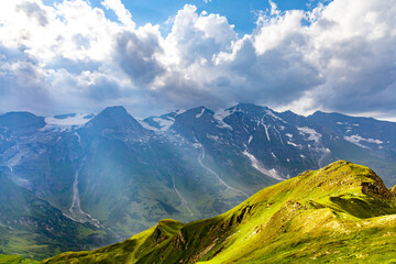 High angle shot of mountains on a cloudy day