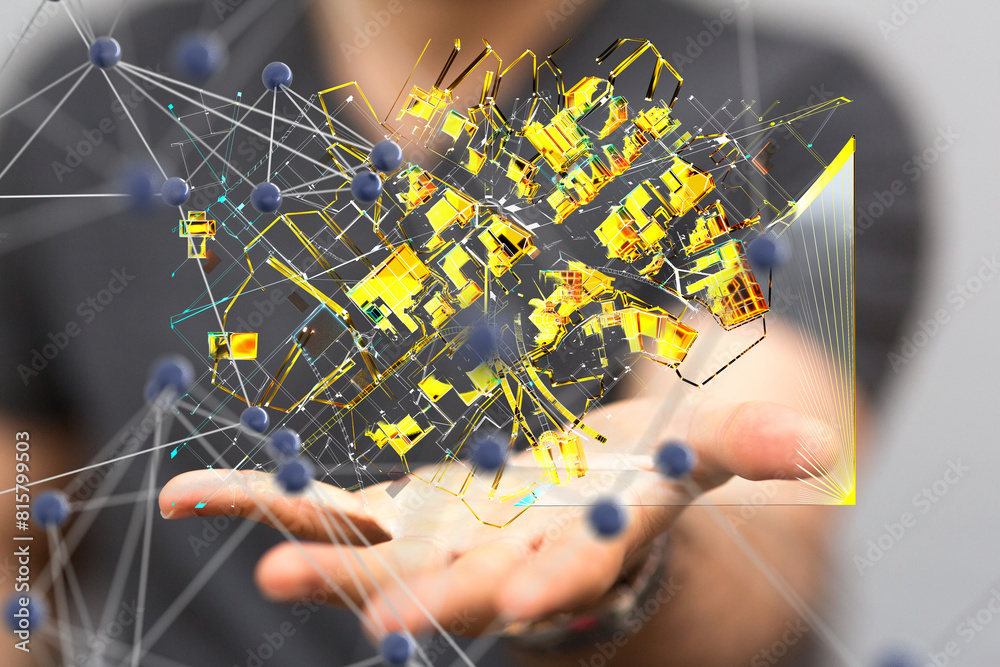 Poster conference digital network and data concept 3d