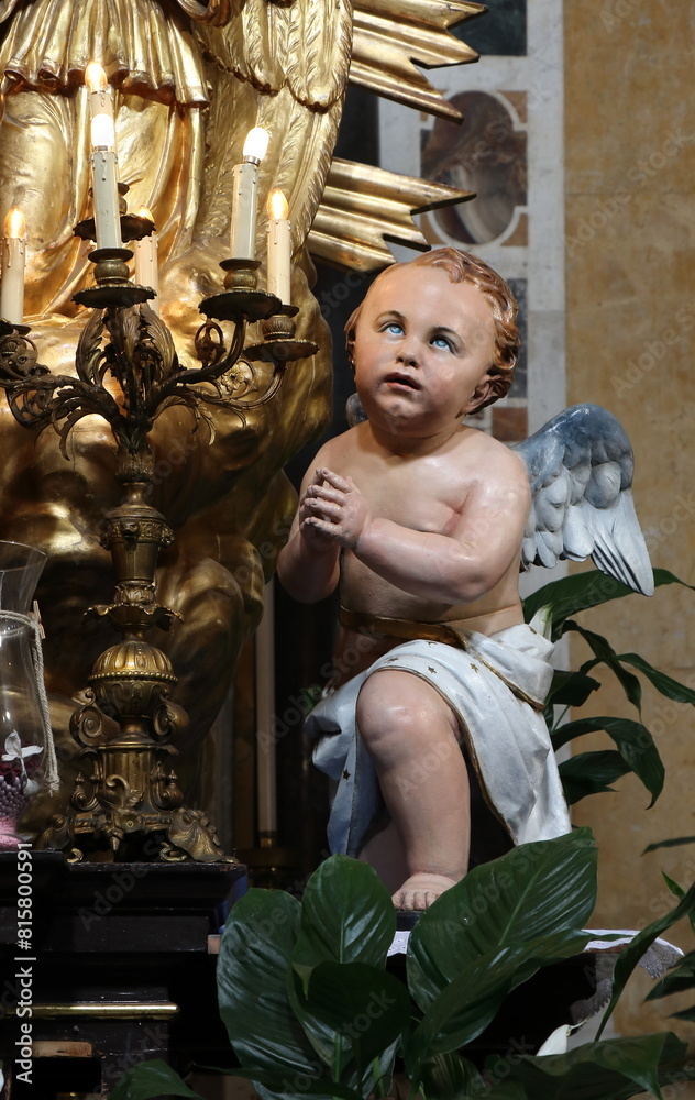 Wall mural angel statue at the santa maria in traspontina church in rome, italy