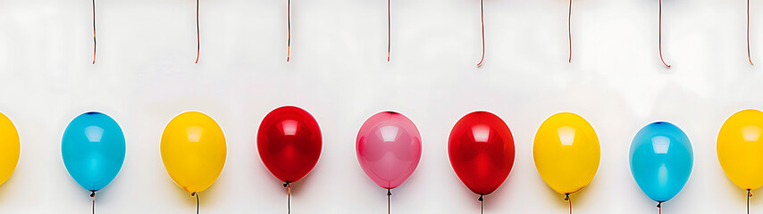 line of balloons on a white background - Seamless tile. Endless and repeat print.