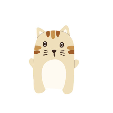 recommend clip art: Cute cream-colored cat painted by hand, An illustration of a cream-colored cat