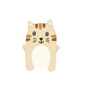 recommend clip art: Cute cream-colored cat painted by hand, An illustration of a cream-colored cat