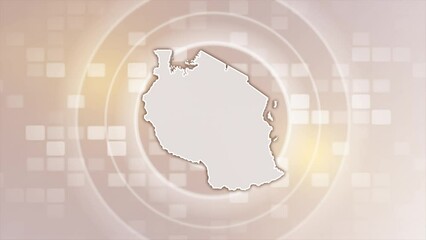 Tanzania Animated Map on Minimal Background, Multi Purpose Background with Ripples and Boxes with Tanzania 3D Map, Useful for Politics, Elections, Travel, News and Sports Events
