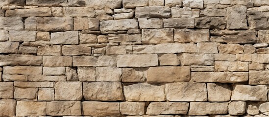 Fototapeta premium An image displaying the stone texture of an ancient building s wall surface with plenty of space for additional content