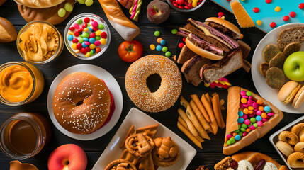 Vibrant Spread of Pastries, Sweets, and Snacks