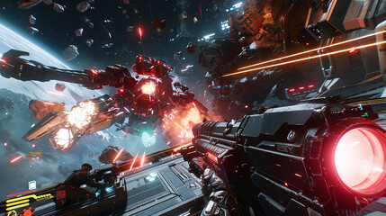 A cyberspace battlefield where digital warriors clash in a virtual arena, their weapons and armor forged from lines of code and algorithms, in a high-stakes game of strategy and skill.