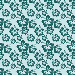Beautiful seamless floral pattern, spring summer background with tropical flowers hibiscus,. Exotic wallpaper, Hawaiian style
