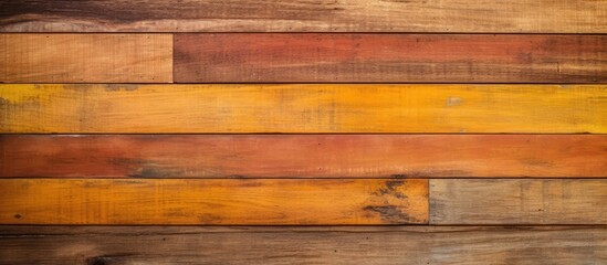 A copy space image showing a cohesive background of wooden walls in orange brown oil paint...