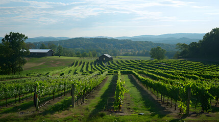 Fototapeta na wymiar Serenity Defined: A Peaceful Day in the Scenic West Virginia Vineyards