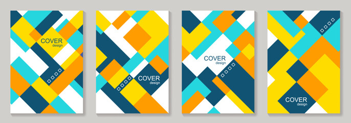 Modern abstract covers set with geometric background for cover design, brochure, catalog, menu design, flyer, cards, social media, poster. Colorful vector illustration.