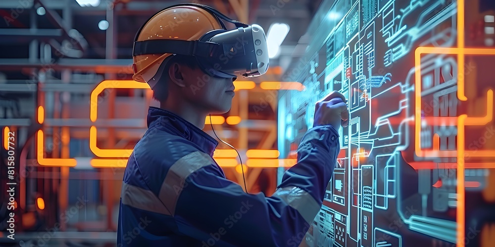 Poster technician utilizing virtual reality for electrical systems mapping and optimization