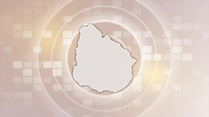 Uruguay Animated Map on Minimal Background, Multi Purpose Background with Ripples and Boxes with Uruguay 3D Map, Useful for Politics, Elections, Travel, News and Sports Events
