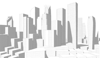 Abstract city buildings 3d rendering 3d illustration