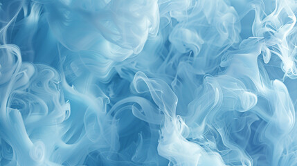 Obraz premium A mysterious smoke pattern that subtly hints at the form of a mythical creature, in icy blue
